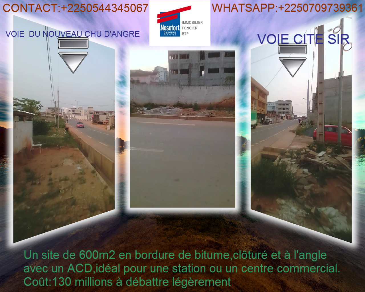 Vente d'un Terrain : Abidjan-Cocody-Angré (Cité Sir)