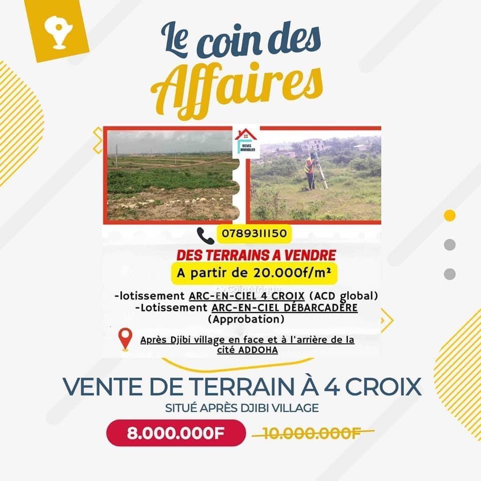 Vente d'un Terrain : Abidjan-Cocody-Angré (Djibi nord extension 4croix route D'alélpé )